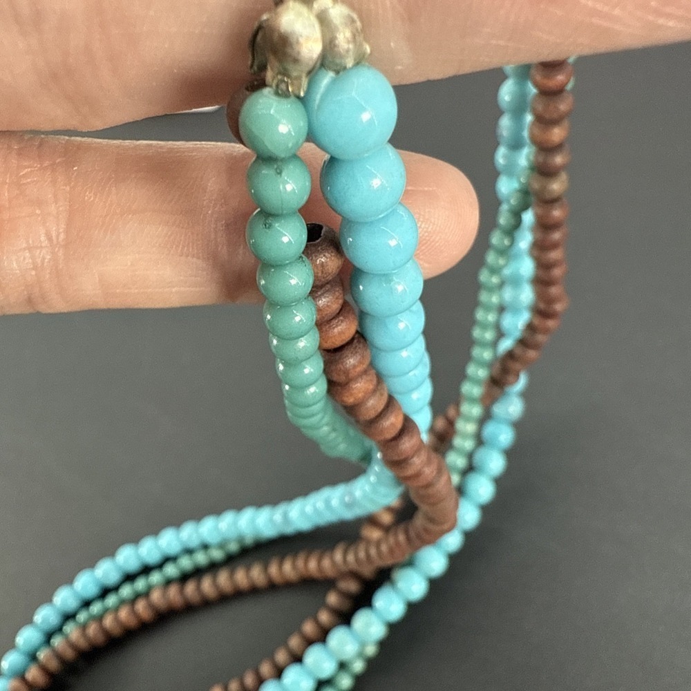 Vintage Southwestern Cross Pendant Necklace Turquoise Tiger Eye Jasper Stones - Picture 8 of 12